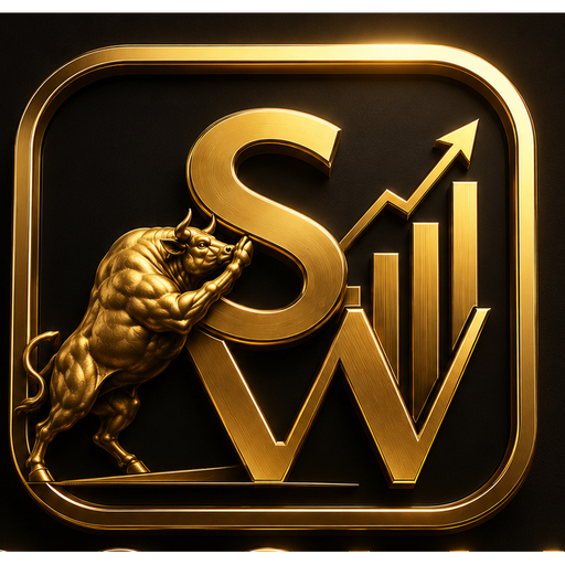 Logo de $ocialWallet: toro dorado con gráfico alcista
