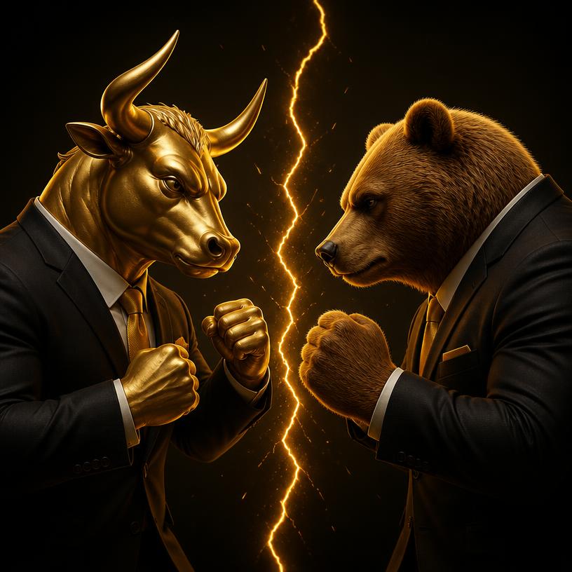 Toro y oso enfrentados en un mercado neutral